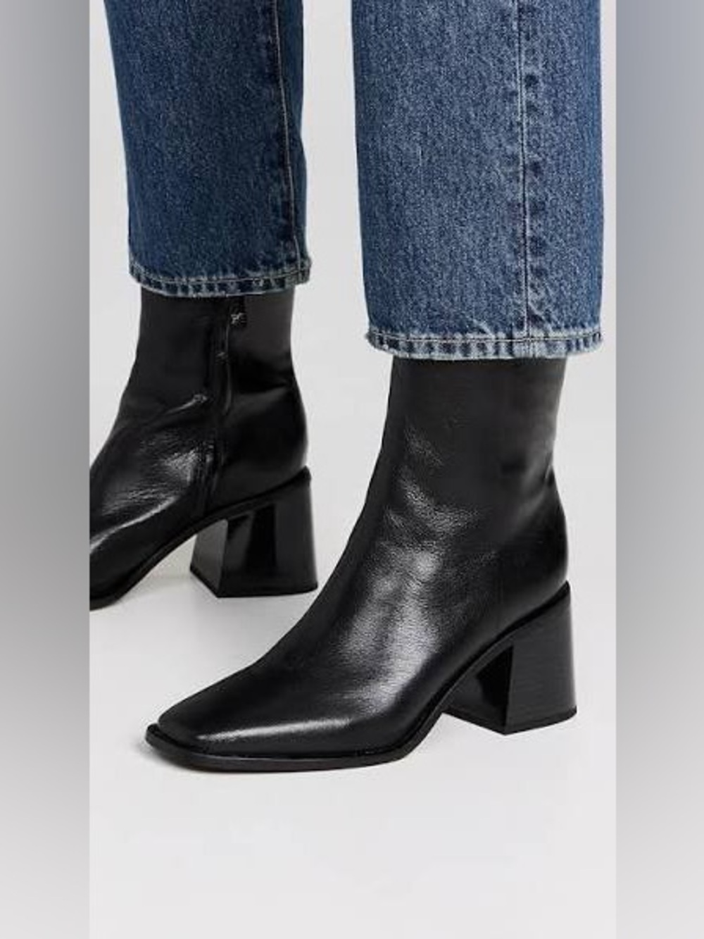 Sam Edelman Winnie boot: Black Leather Square Toe Ankle Booties